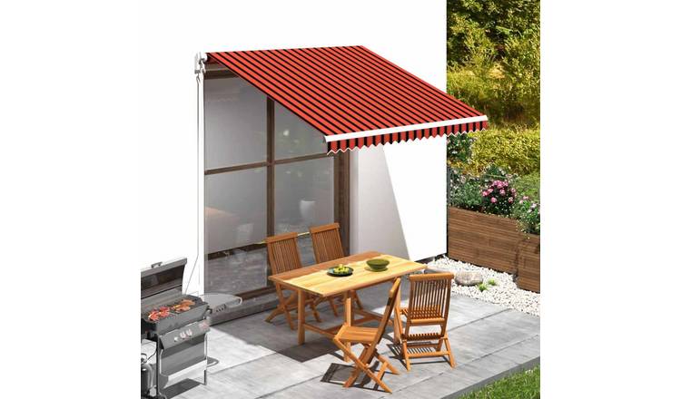 Walplus Polyester Awning Replacement Fabric - Orange and Brown - 300 x 250 cm