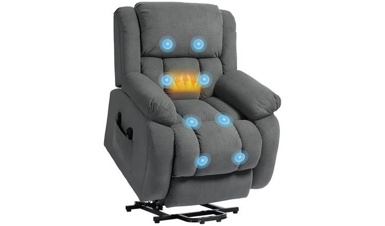 HOMCOM Velvet-feel Fabric Electric Riser Recliner Chair for Elderly - Grey
