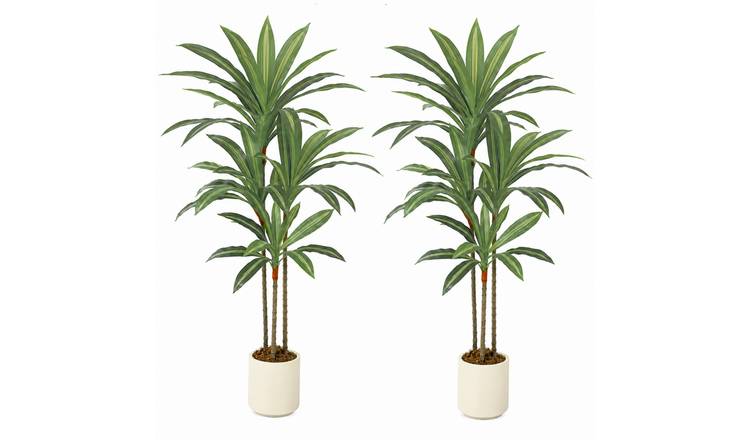 HOMCOM Set of 2 120cm Bendable Trunks Artificial Dracaena Tree - Green