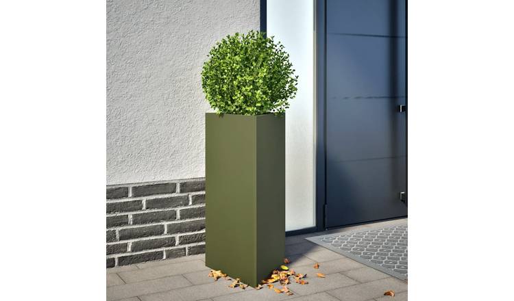 Walplus Steel Garden Planter - Olive Green - 40 x 34.5 x 75 cm