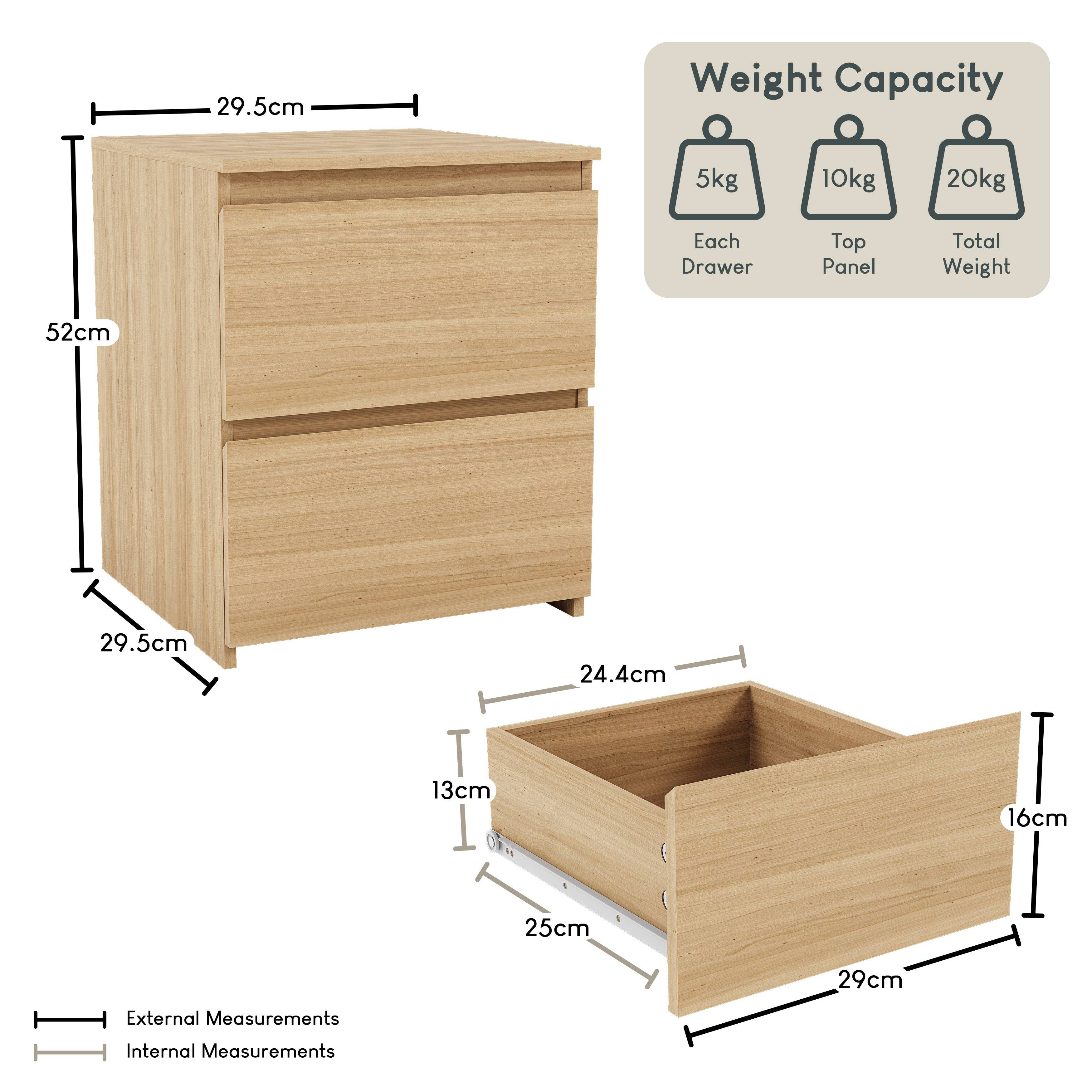 Vida Designs Denver 2 Drawer Bedside Chest - Pine - Image 9