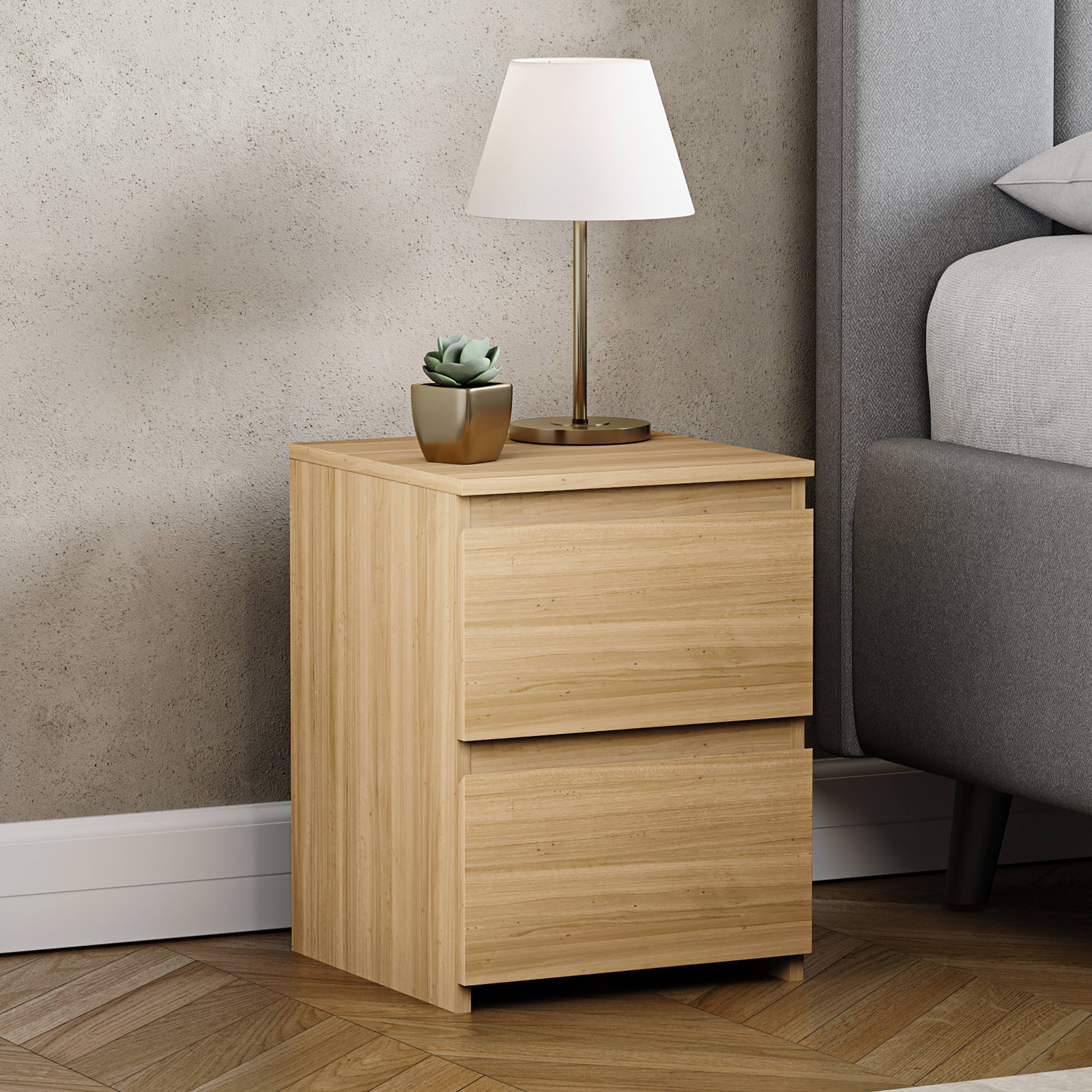 Vida Designs Denver 2 Drawer Bedside Chest - Pine - Image 1