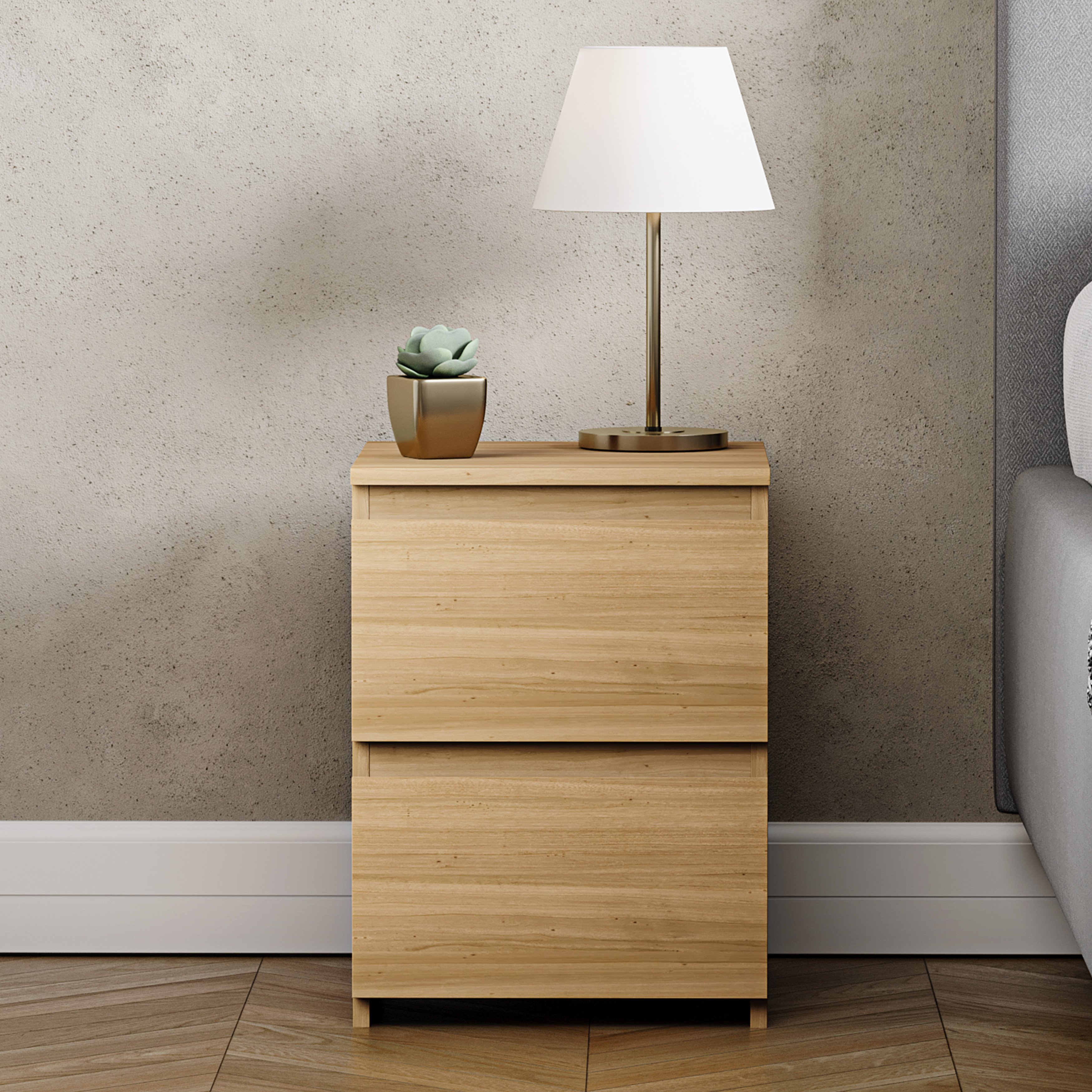 Vida Designs Denver 2 Drawer Bedside Chest - Pine - Image 2