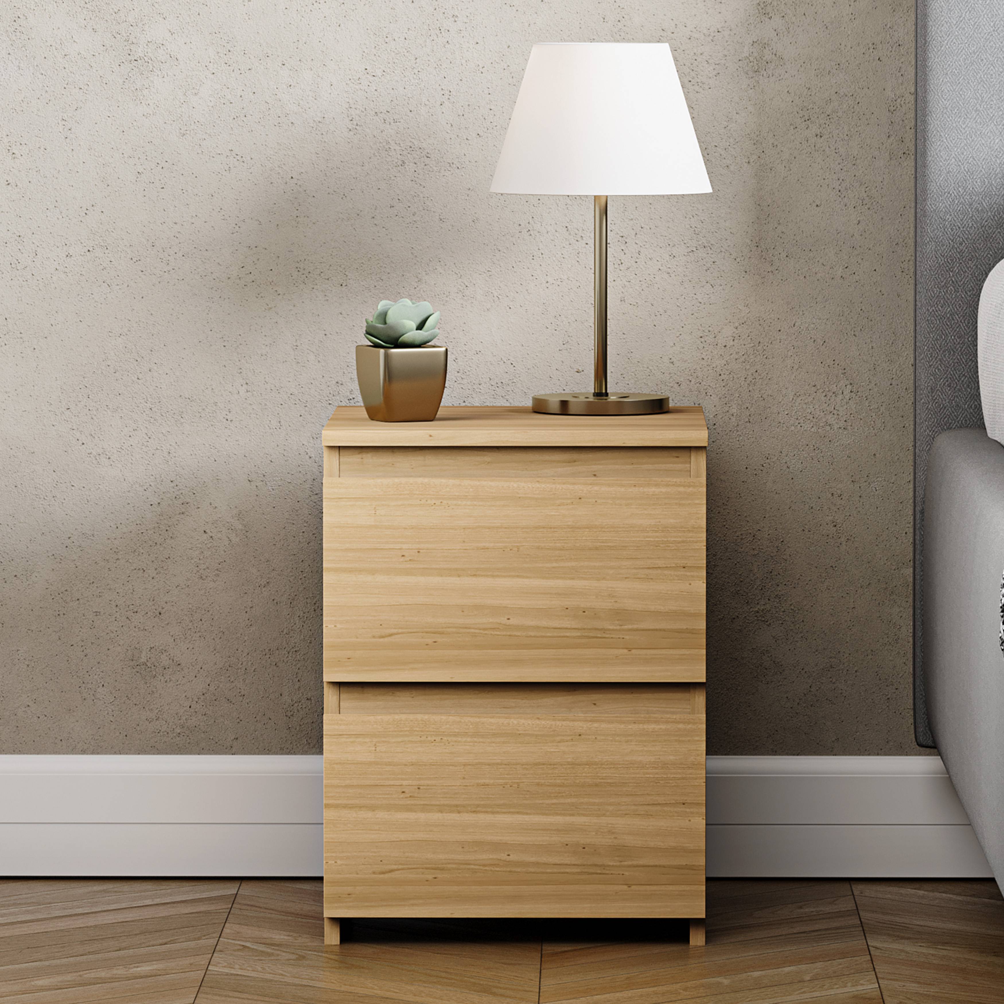 Vida Designs Denver 2 Drawer Bedside Chest - Pine - Image 2