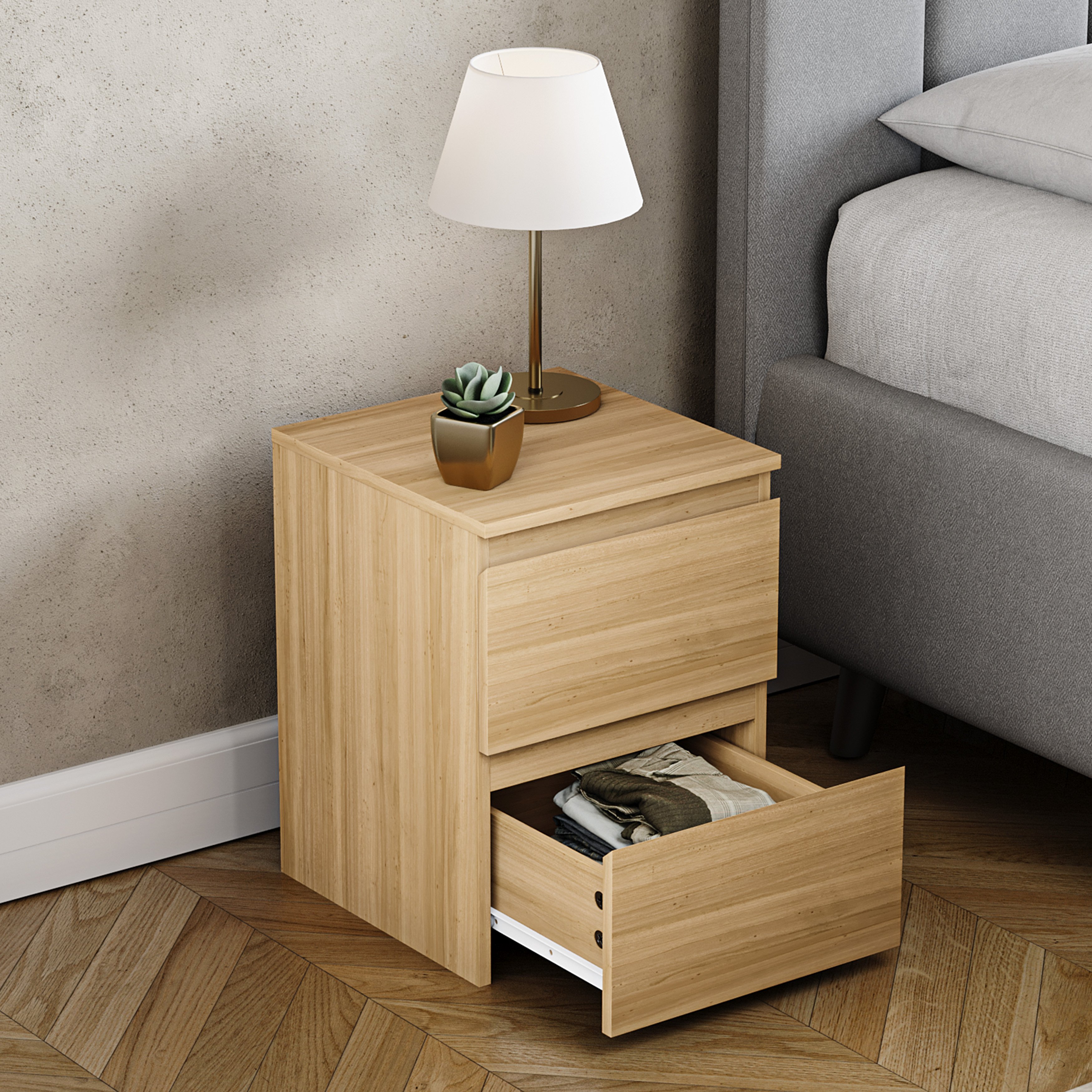 Vida Designs Denver 2 Drawer Bedside Chest - Pine - Image 5