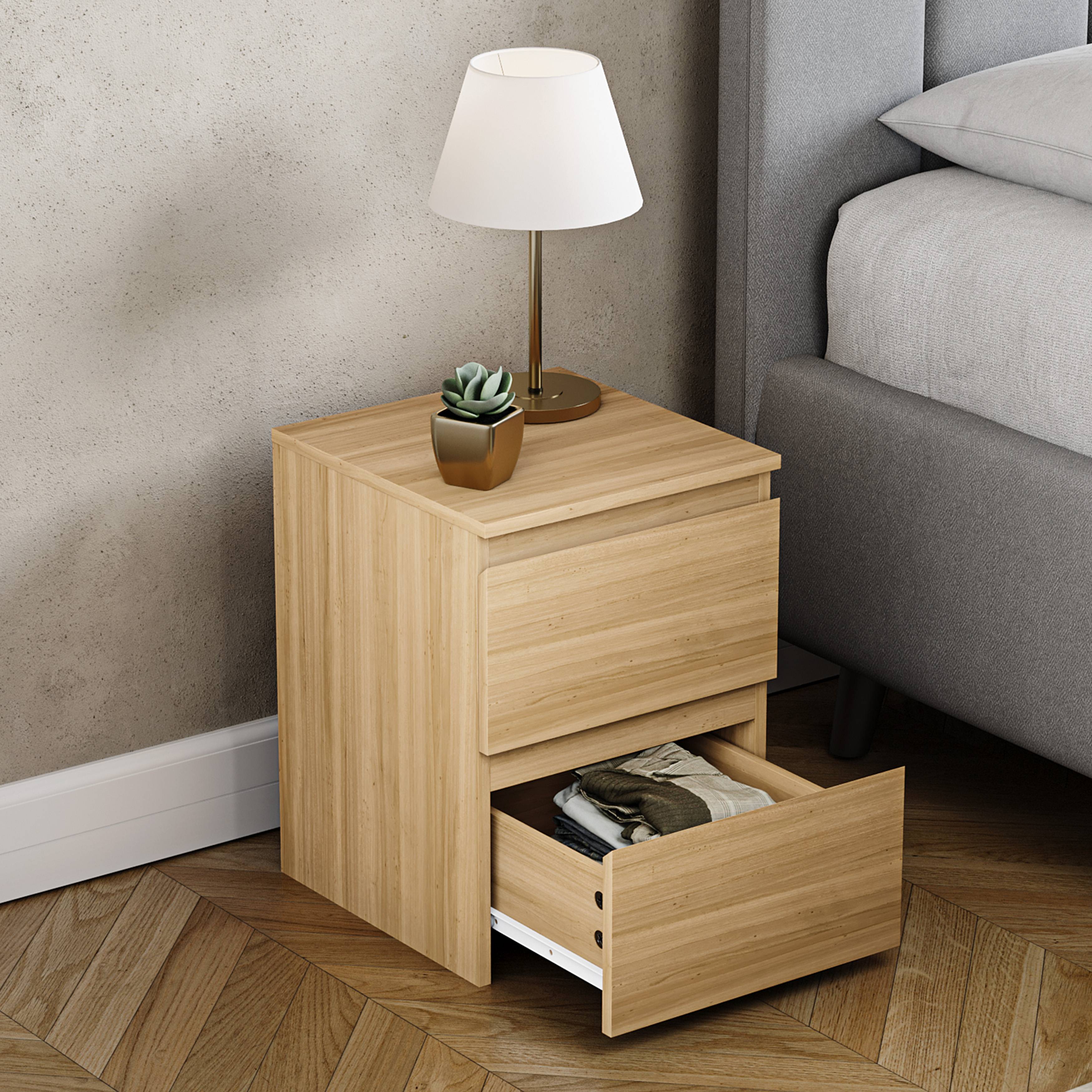 Vida Designs Denver 2 Drawer Bedside Chest - Pine - Image 5