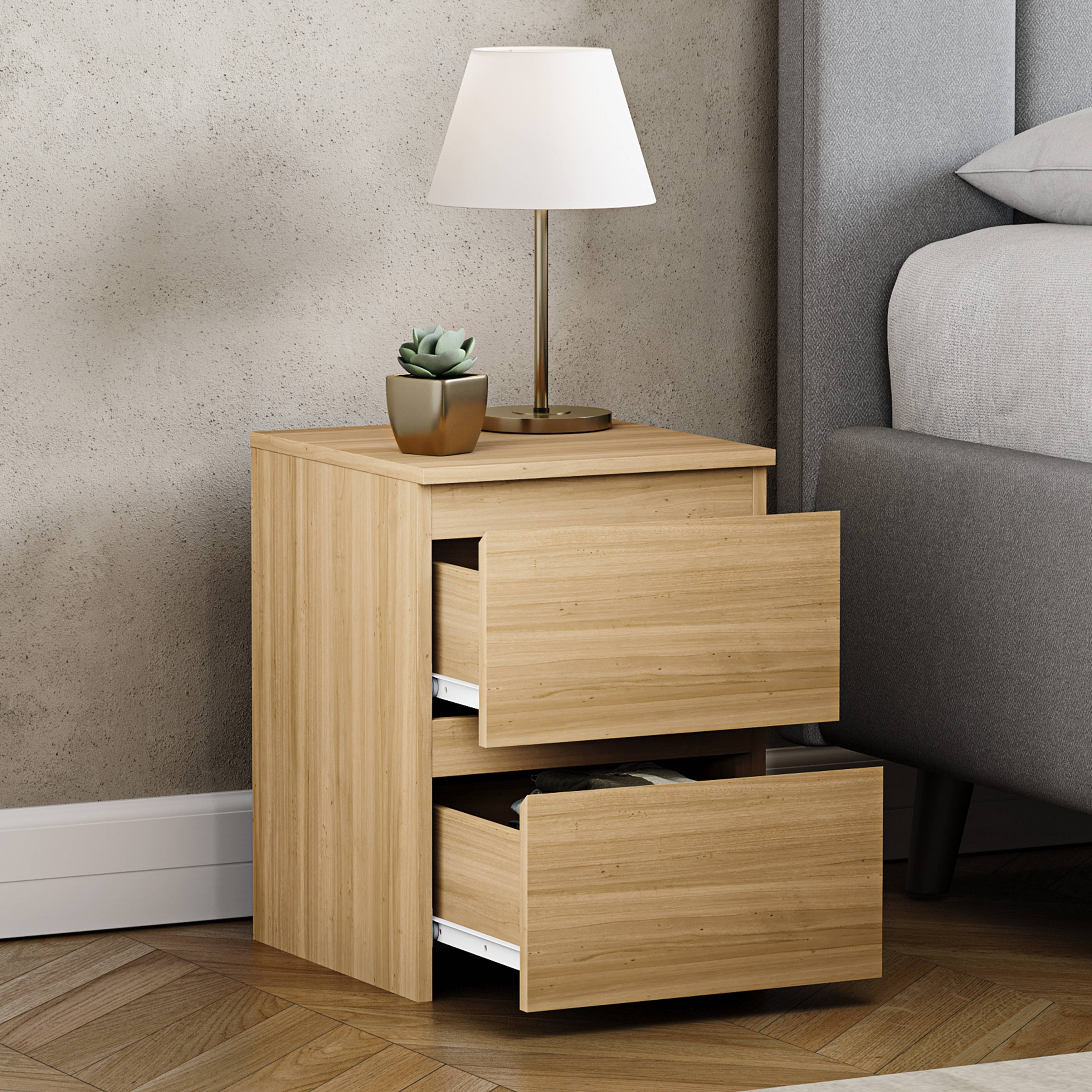 Vida Designs Denver 2 Drawer Bedside Chest - Pine - Image 6