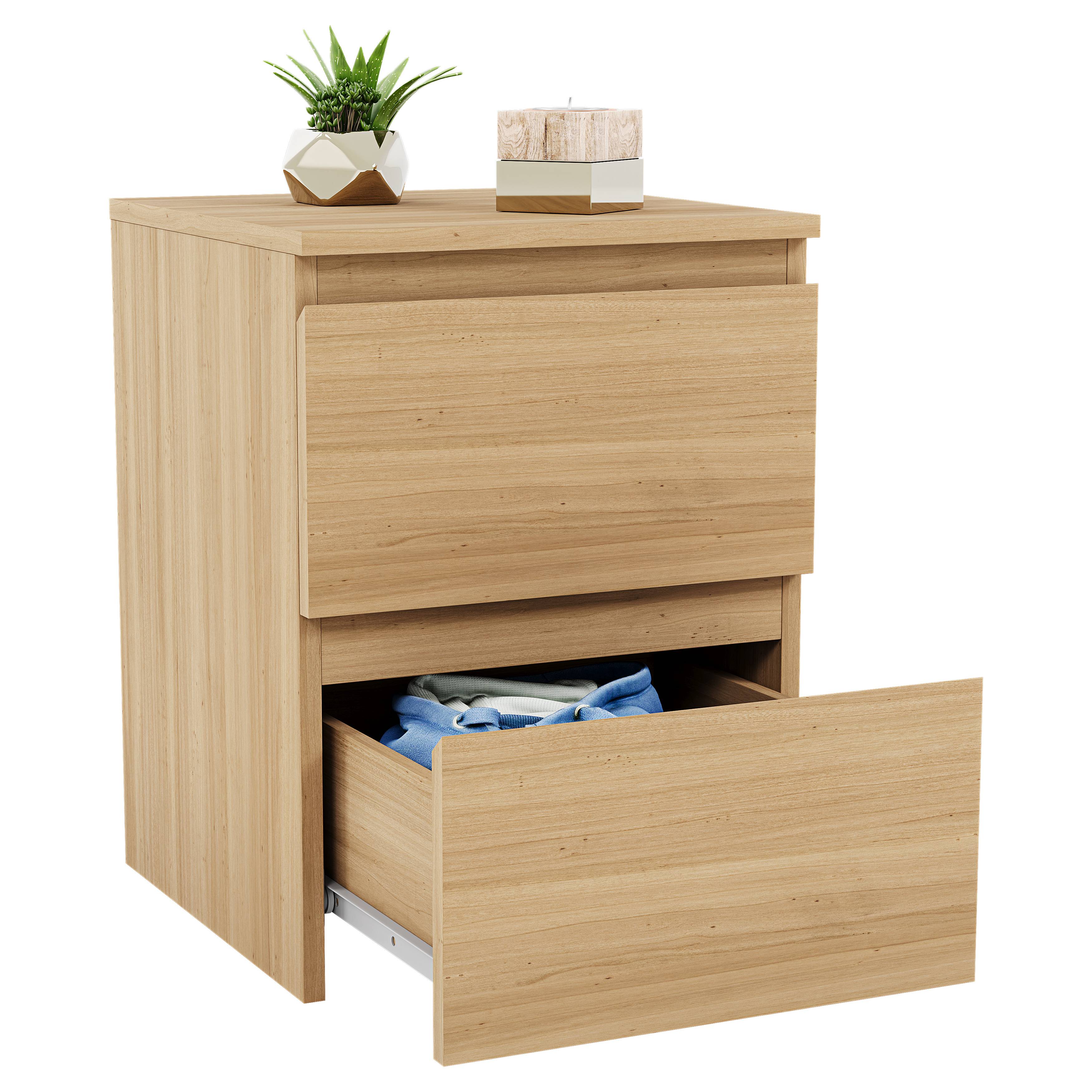 Vida Designs Denver 2 Drawer Bedside Chest - Pine - Image 7