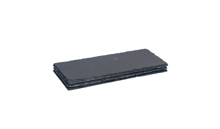 Argon Tableware Rectangle Slate Dinner Plates - Pack of 3