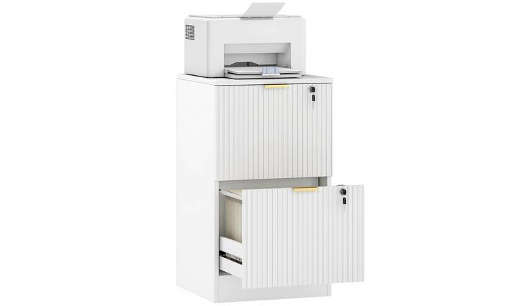 HOMCOM 2 Drawer Adjustable Filing Cabinet for A4 and Letter Size Files - White