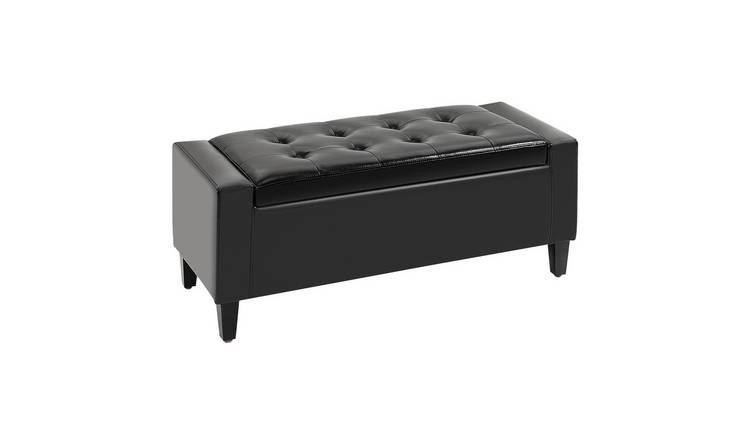 HOMCOM PU Leather Storage Ottoman - Black