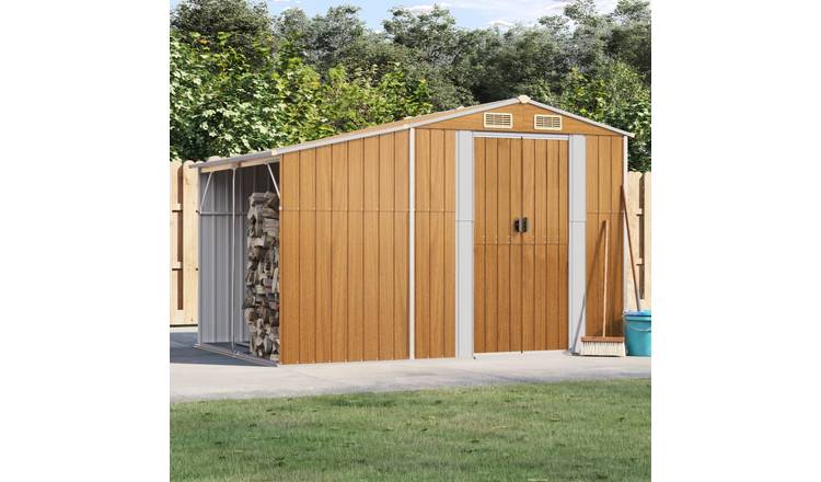 Walplus Galvanised Steel Garden Shed - Light Brown - 277 x 192.5 x 179 cm
