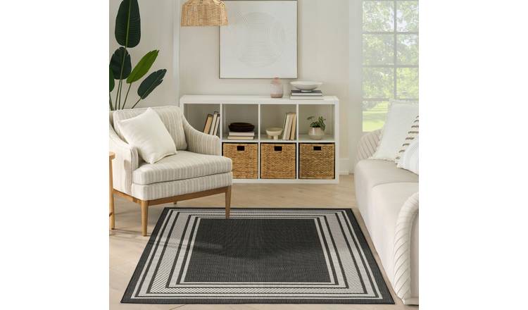 Mega Flooring Black Modern Bordered Rug - 183 x 274cm