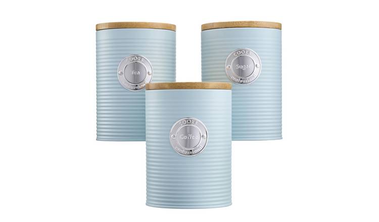 Cooks Professional 3 Piece Ribbed Kitchen Storage Set - Blue/Silver