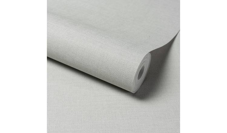 Grandeco Linen Effect Fabric Plain Textured Wallpaper - Grey