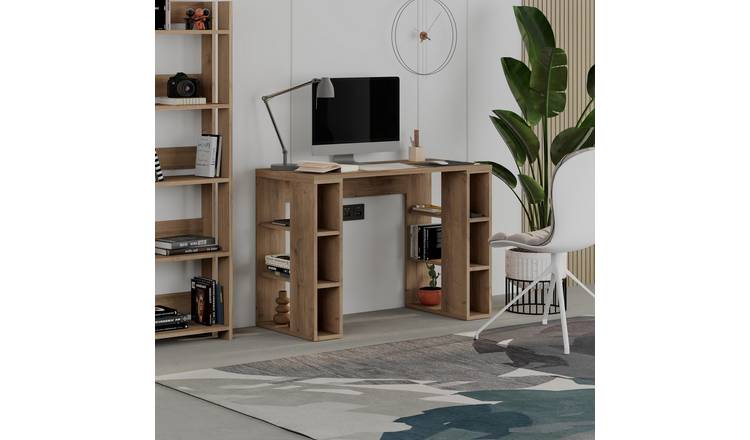 Decortie Colmar Particleboard Study Desk - Dark Oak