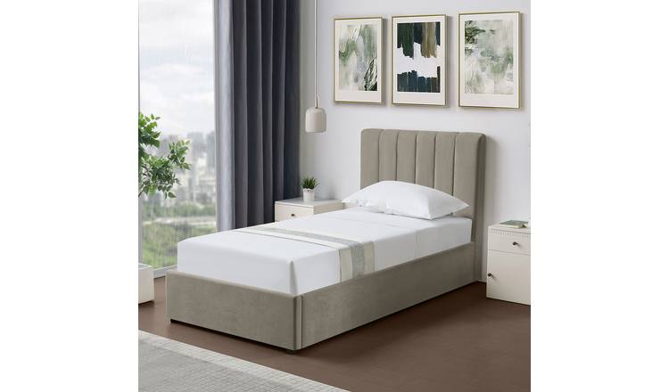 Artemis Home Evelynne Fabric 90cm Single Ottoman Bed with Storage - Light Brown