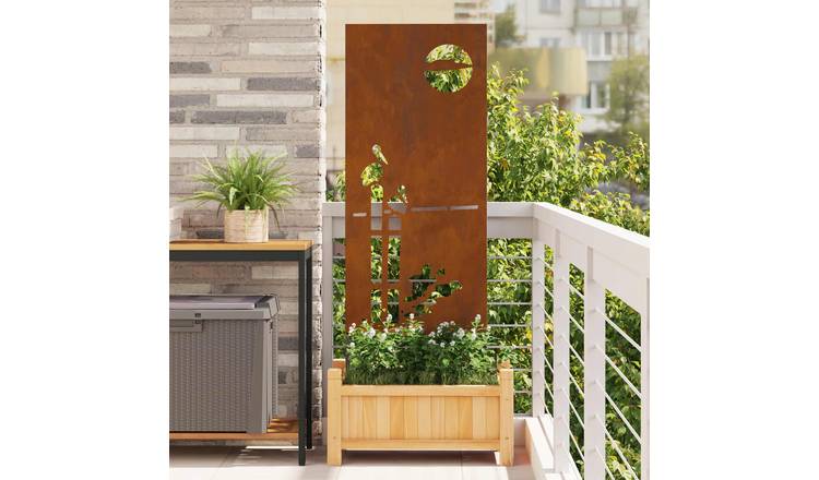 Walplus Sunset Design Steel Garden Privacy Screen - Rusty - 50 x 1.7 x 140 cm