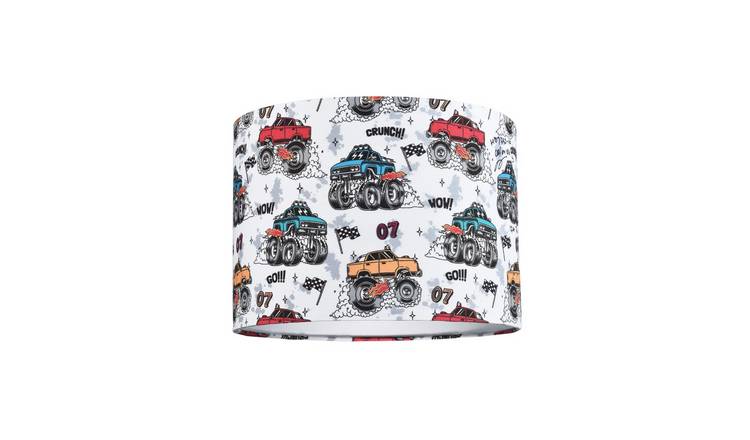 Happy Homewares Multicoloured Colourful Monster Trucks Kids Lampshade - 25cm