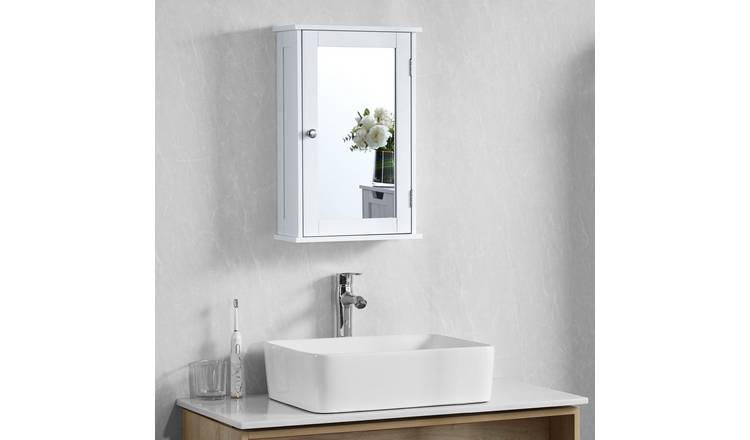 Bath Vida Priano 1 Door Mirrored Wall Cabinet - White