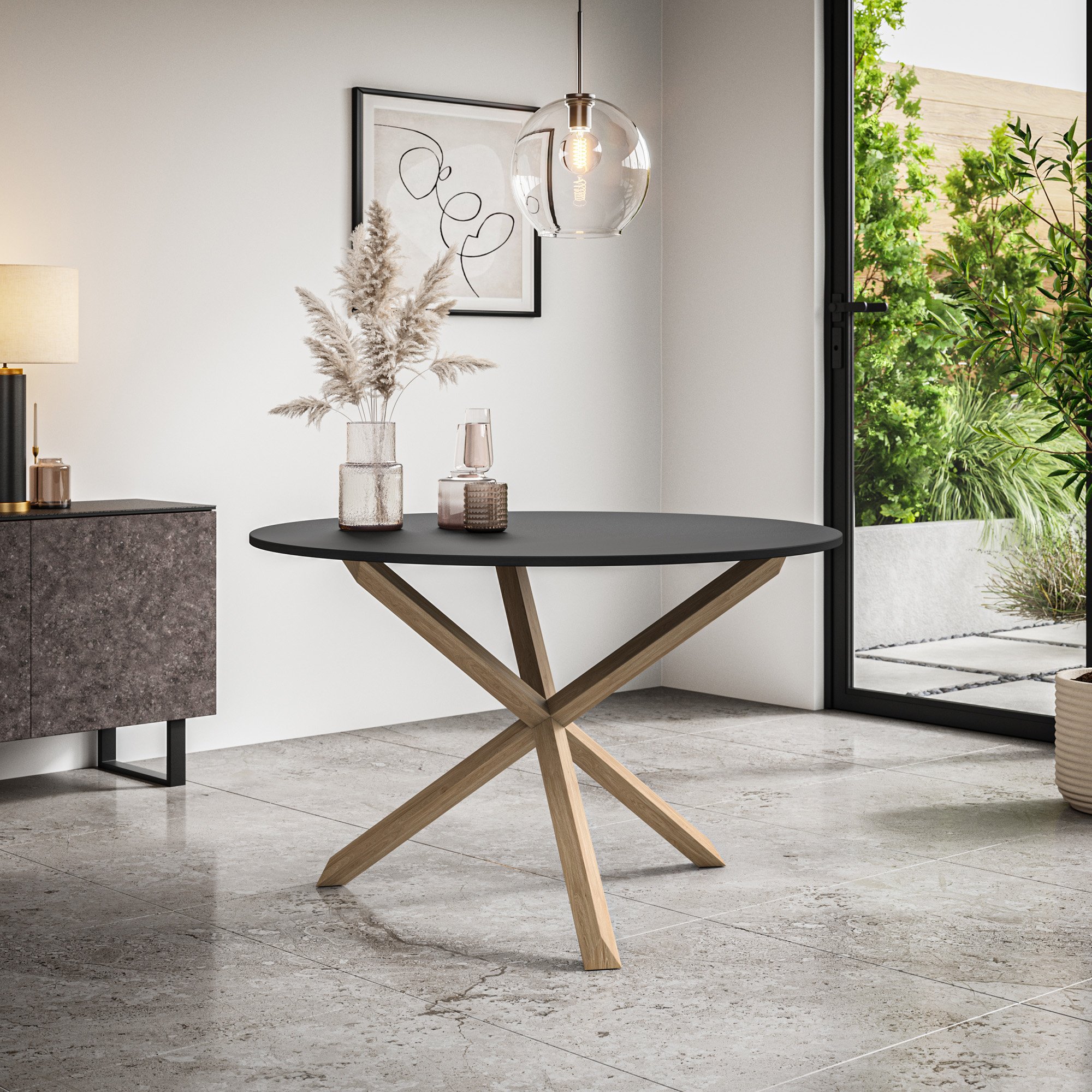 Furniture Online Malvern Monza Black Top Dining Table & 4 Grey Chairs - Image 2