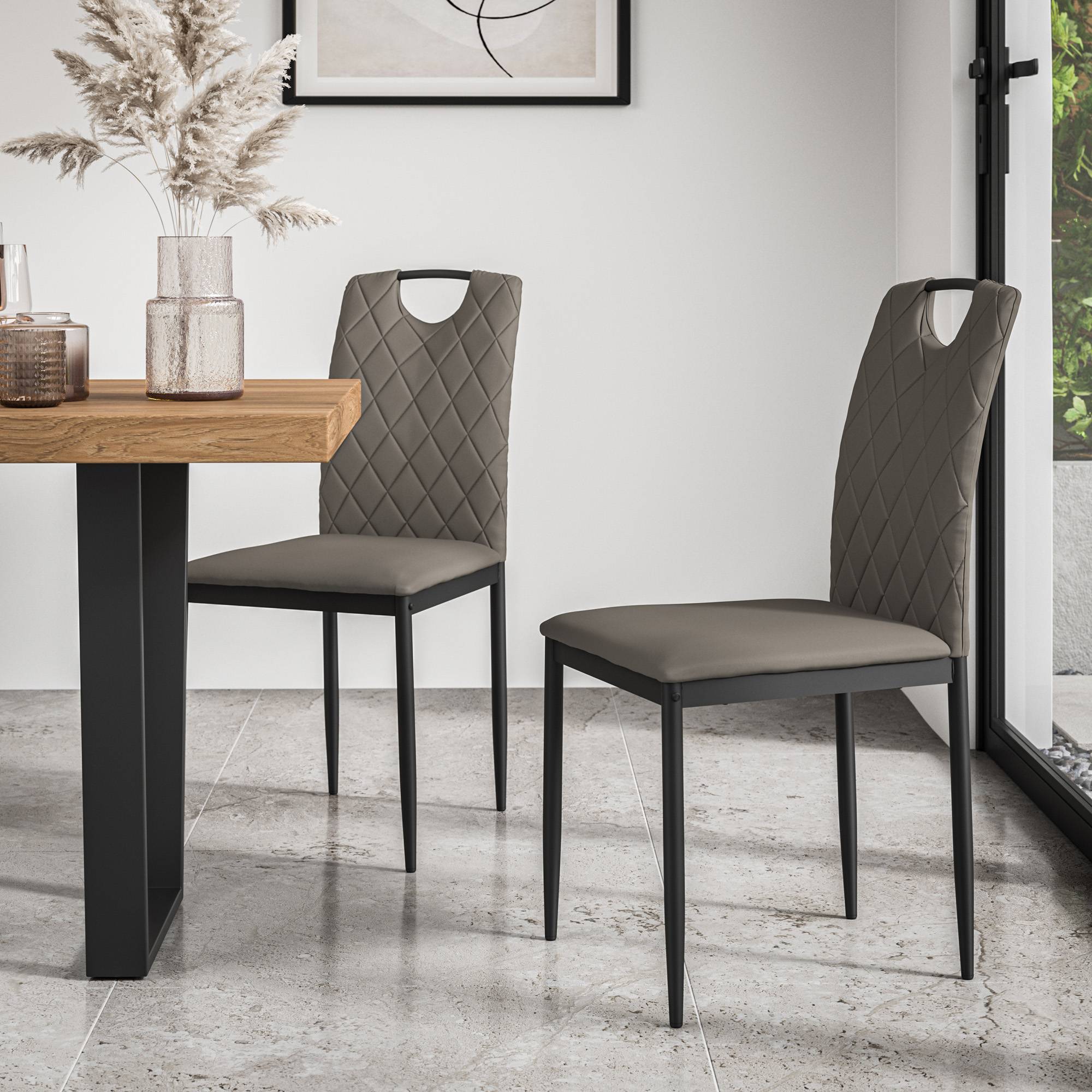 Furniture Online Malvern Monza Black Top Dining Table & 4 Grey Chairs - Image 5