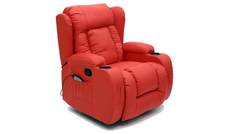Furniture Online Caesar Bonded Leather Recliner Swivel Heat & Massage Chair