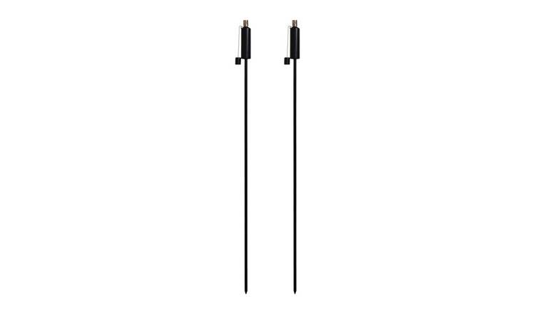 Harbour Housewares Metal Round Garden Fire Torches - 1.46m - Black - Pack of 2