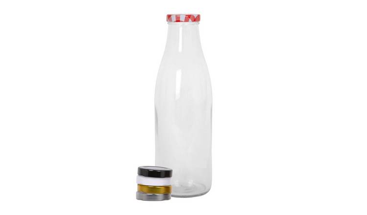 Argon Tableware Glass Water Bottle with Metal Lids