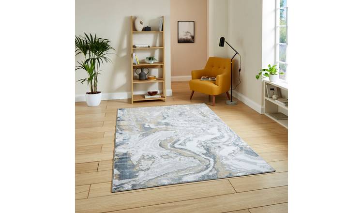 Mega Flooring Silver Modern Abstract Rug - 80 x 150cm