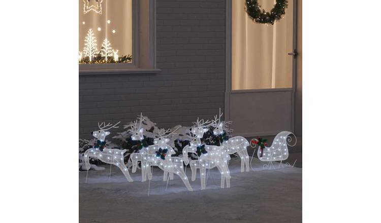Walplus Pack of 7 LED Reindeer - White - 43 x 18 x 66 cm