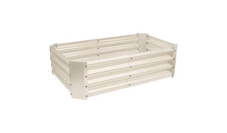Harbour Housewares Rectangle Steel Raised Garden Bed 120cm x 60cm - Ivory