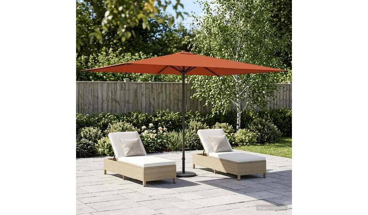 Walplus Rectangular Polyester Garden Parasol - Terracotta - 290 x 190 x 223 cm