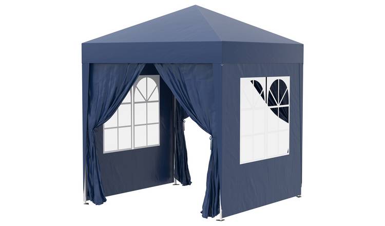 Outsunny Water Resistant Pop Up Gazebo with Sidewalls – Blue