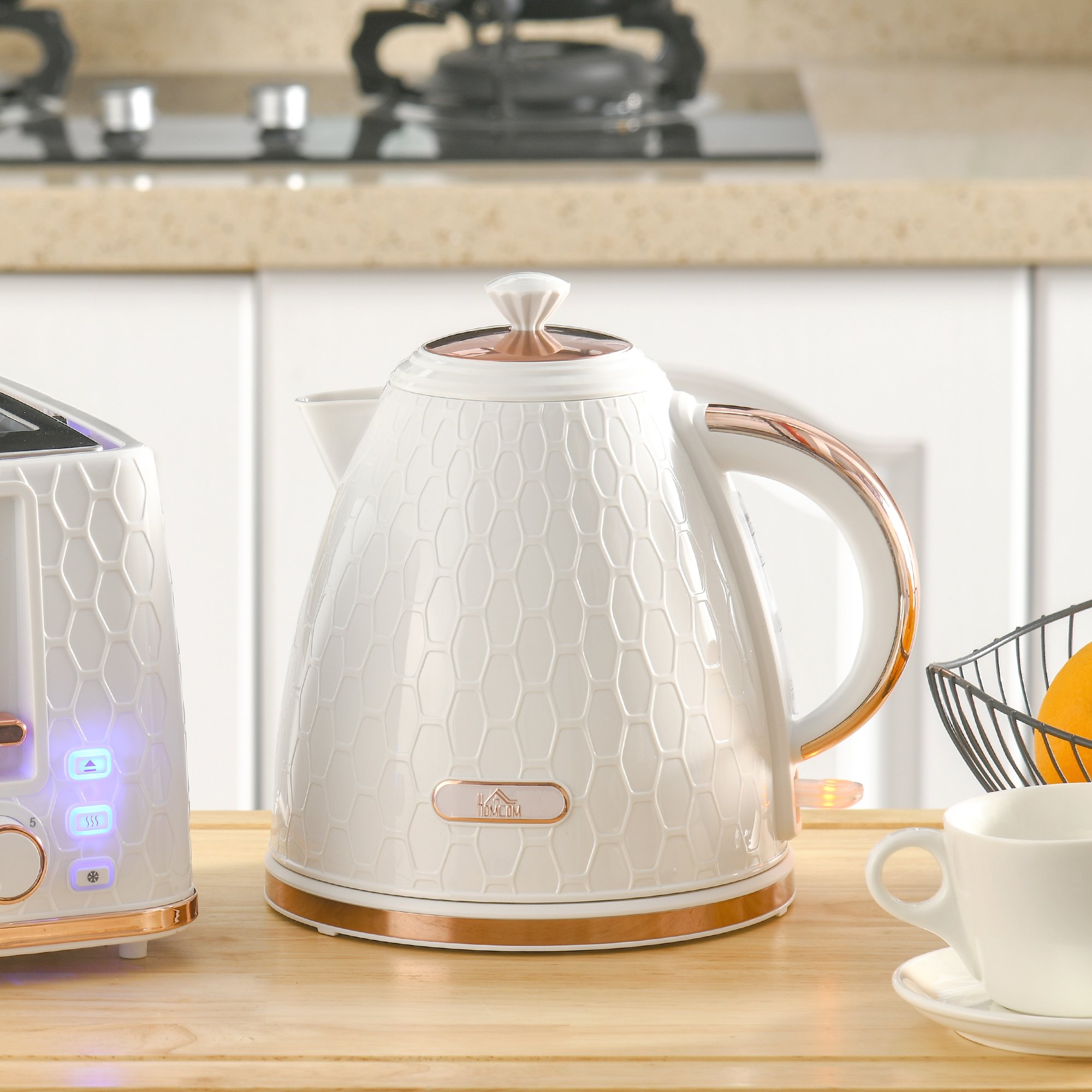 HOMCOM Auto Shut Off Electric Kettle with Anti scale Filter - Cream White - Image 2