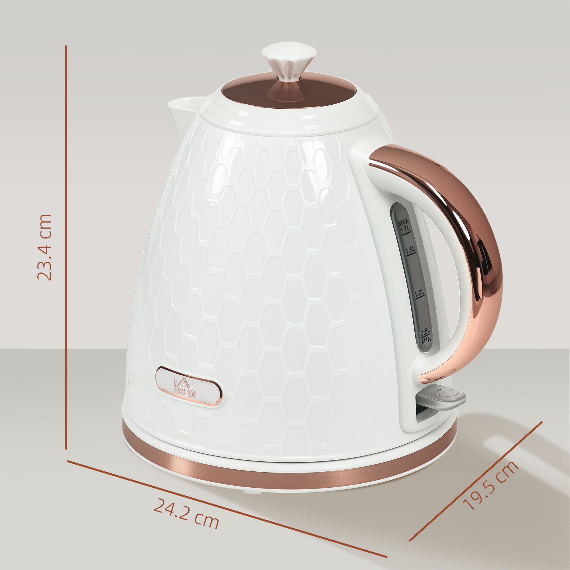 HOMCOM Auto Shut Off Electric Kettle with Anti scale Filter - Cream White - Image 3