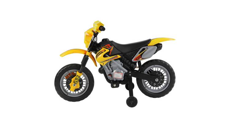 HOMCOM 6V 3-6 Years Training Wheels Ride on Motorcycle – Yellow