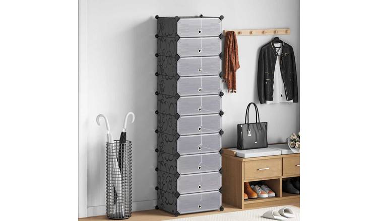Walplus Steel Shoe Cabinet - Black and White - 47 x 37 x 172 cm