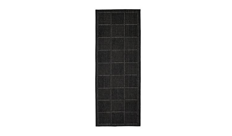 Mega Flooring Black Modern Chequered Runner - 60 x 230cm