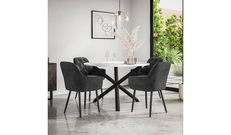 Furniture Online Malvern Anika Oak Table Dining Table & 4 Black Chairs