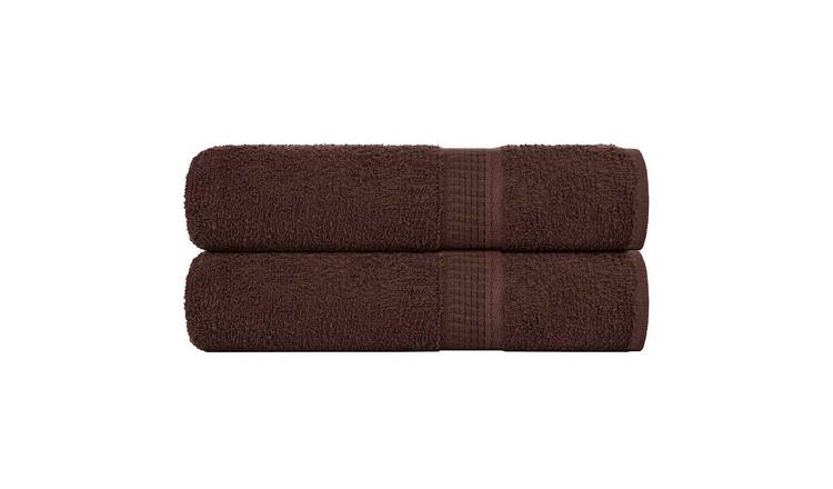 Walplus Pack of 2 Cotton Hand Towels - Brown - 50 x 100 cm