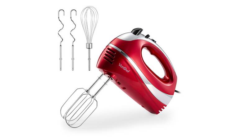 VonShef 300W Electric Hand Mixer - Red