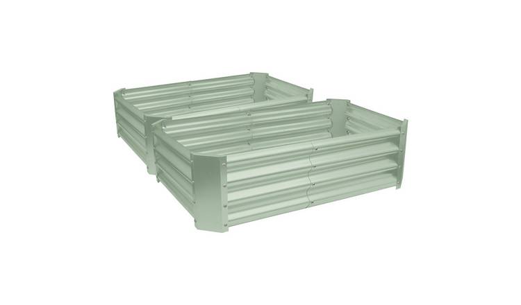 Harbour Housewares Rectangle Raised Garden Beds 120cm x 60cm - Green - Pack of 2