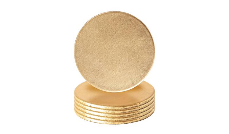 Argon Tableware Metallic Coasters - Gold - Pack of 6
