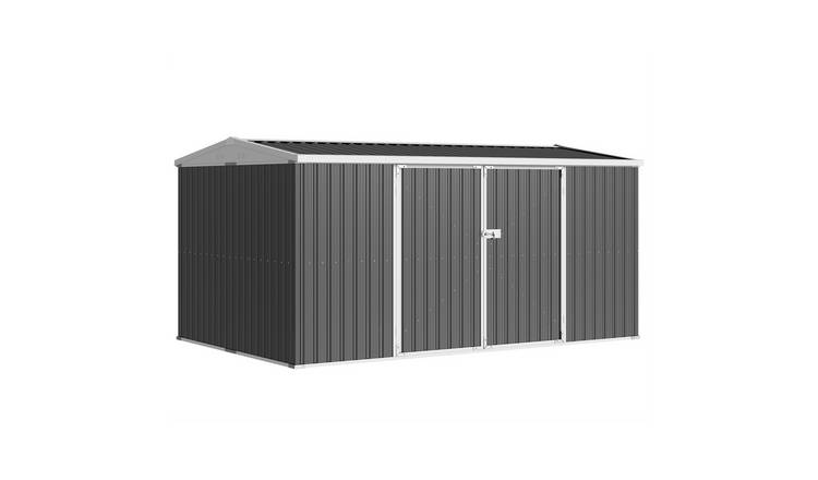Outsunny Metal Lockable Garden Storage Shed - Grey