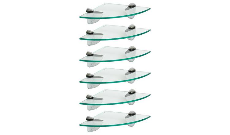 Harbour Housewares Floating Glass Corner Shelves - Set of 6