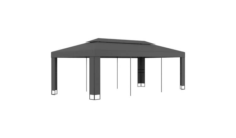 Walplus 3 x 6 m Garden Gazebo with Double Roof - Anthracite