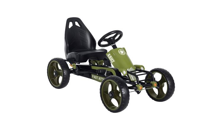 HOMCOM EVA Tyres Clutch Brake Adjustable Seat Kids Pedal Go Kart - Green