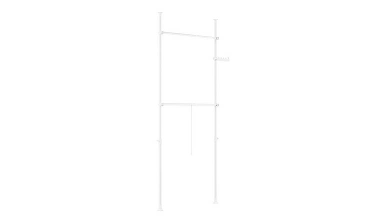 SoBuy 2 Hanging Rods 5 Hooks Freestanding Coat Rack - White