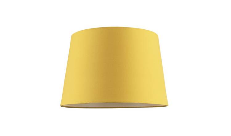 Happy Homewares Yellow Cotton Fabric Drum with White Cotton Lampshade - 30cm